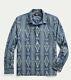 Rrl Ralph Lauren Southwestern Blue Indigo Jacquard Camp Shirt