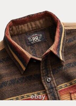 RRL Ralph Lauren Vintage Inspired Brushed Cotton Jacquard Workshirt-MEN-XXL