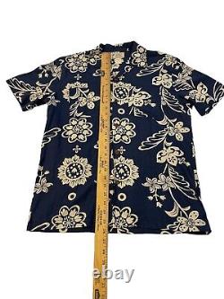 RRL Ralph Lauren Vintage Inspired Hawaiian Navy Floral Shirt MEN Small Shirt