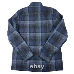 RRL Ralph Lauren Wool Blend Thick Metal Snap Blue Checked Shacket Size S NWT