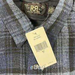 RRL Ralph Lauren Wool Blend Thick Metal Snap Blue Checked Shacket Size S NWT