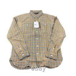 RRL Ralph Lauren Yellow Blue Checked Heavy Twill Utility Button Front Size M NWT