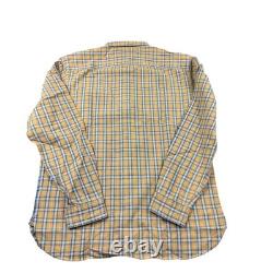 RRL Ralph Lauren Yellow Blue Checked Heavy Twill Utility Button Front Size M NWT