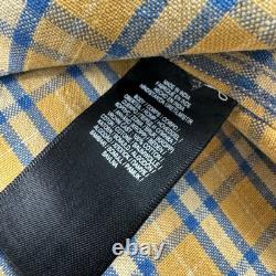 RRL Ralph Lauren Yellow Blue Checked Heavy Twill Utility Button Front Size M NWT