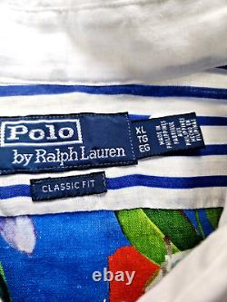 Ralph Lauren 100% Linen Print Striped Shirt Ch. 48. Xl. Nwt. Comme Des Garcon