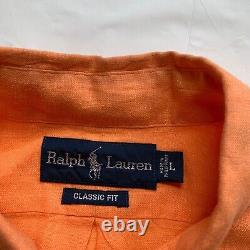 Ralph Lauren 100% Linen Shirt Mens Large Classic Fit Button Up Long Sleeve NEW