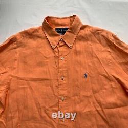 Ralph Lauren 100% Linen Shirt Mens Large Classic Fit Button Up Long Sleeve NEW