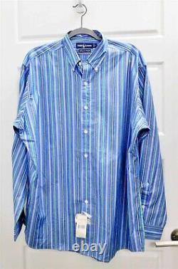 Ralph Lauren $145rt Jamaica Blue Multi Stripe Cotton Button Down Shirt L