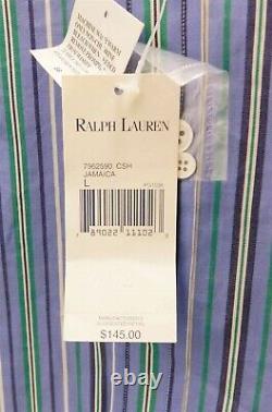 Ralph Lauren $145rt Jamaica Blue Multi Stripe Cotton Button Down Shirt L