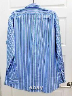 Ralph Lauren $145rt Jamaica Blue Multi Stripe Cotton Button Down Shirt L