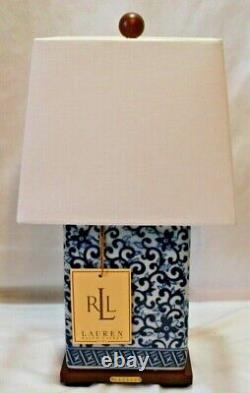 Ralph Lauren Asian Blue & White Floral Scroll Porcelain Accent Table Lamp New