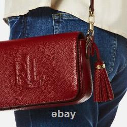 Ralph Lauren Bag Red Carmen Embroidered Leather Crossbody Bag New With Tags