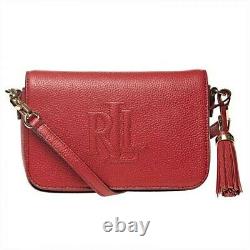 Ralph Lauren Bag Red Carmen Embroidered Leather Crossbody Bag New With Tags