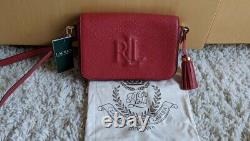 Ralph Lauren Bag Red Carmen Embroidered Leather Crossbody Bag New With Tags