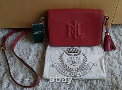 Ralph Lauren Bag Red Carmen Embroidered Leather Crossbody Bag New With Tags