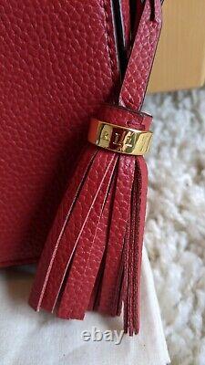 Ralph Lauren Bag Red Carmen Embroidered Leather Crossbody Bag New With Tags