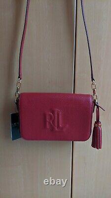 Ralph Lauren Bag Red Carmen Embroidered Leather Crossbody Bag New With Tags