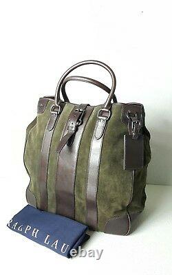 Ralph Lauren Black Label Gents Leather Suede Travel Olive/brown UNISEX Tote Bag