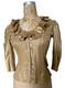 Ralph Lauren Black Label Gold Metallic Ruffled Top Shirt Blouse Sz S Coated New
