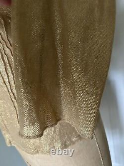 Ralph Lauren Black Label Gold Metallic Ruffled Top Shirt Blouse Sz S Coated New
