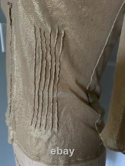 Ralph Lauren Black Label Gold Metallic Ruffled Top Shirt Blouse Sz S Coated New