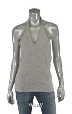Ralph Lauren Black Label Grey Cashmere Halter Neck Tank Top Sweater L New $398