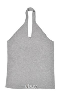Ralph Lauren Black Label Grey Cashmere Halter Neck Tank Top Sweater L New $398