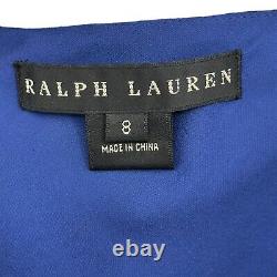 Ralph Lauren Black Label Navy Blue Ruffled Front Halter Top Blouse Womens Size 8