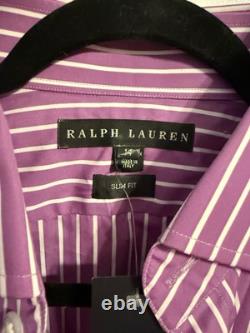 Ralph Lauren Black Label New W Tags Womans Purple Stripe Shirt Size 14 $345