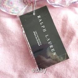 Ralph Lauren Black Label Pink Cashmere Knit Silk Ruffle Top Paisley Print Large