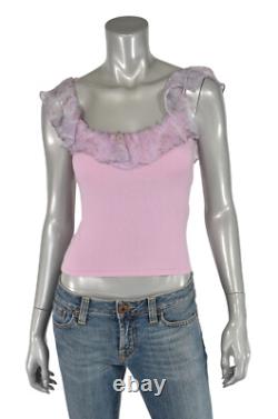 Ralph Lauren Black Label Pink Cashmere Silk Ruffle Cami Tank Top New $655