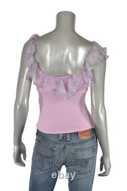 Ralph Lauren Black Label Pink Cashmere Silk Ruffle Cami Tank Top New $655