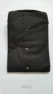 Ralph Lauren Black Label Stretch Cotton Black Military Shirt Sz L Made In Italy