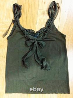 Ralph Lauren Black Label Top Cami Green 100% Mercerized Cotton Chiffon Ruffles L