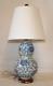 Ralph Lauren Blue & White Porcelain Gourd 20 Floral Table Lamp And Shade New