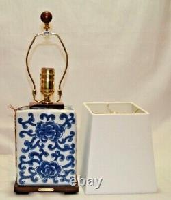 Ralph Lauren Blue on White Floral Small Porcelain Table Lamp & Shade NEW