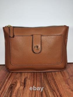Ralph Lauren Brown Pebbled Leather Jamey Crossbody Handbag New With Dust Bag