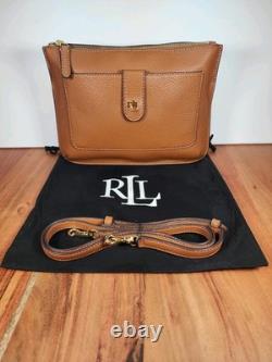 Ralph Lauren Brown Pebbled Leather Jamey Crossbody Handbag New With Dust Bag