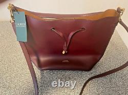 Ralph Lauren Carryover Andie Tote Drawstring Handbag Burgundy NEW