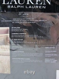 Ralph Lauren Claudia Paisley 3 Piece King Duvet Cover Set 100% Cotton $385 NEW