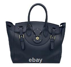 Ralph Lauren Collection Light Ricky 33 Handbag Navy Calf Leather Mrsp$2950.00