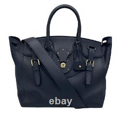 Ralph Lauren Collection Light Ricky 33 Handbag Navy Calf Leather Mrsp$2950.00