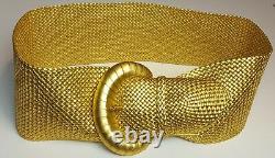 Ralph Lauren Collection Women's Gold Braided Leather Dress Belt Made In Italy