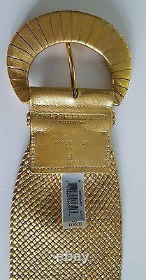 Ralph Lauren Collection Women's Gold Braided Leather Dress Belt Made In Italy