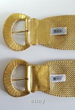 Ralph Lauren Collection Women's Gold Braided Leather Dress Belt Made In Italy