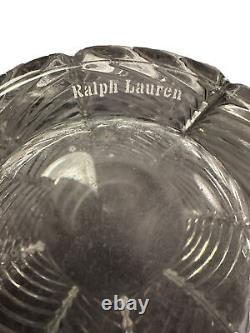 Ralph Lauren Crystal Herringbone Decanter Stopper & 2 Low Ball Glasses New Box