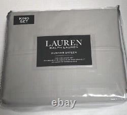 Ralph Lauren DUNHAM SATEEN KING Sheet Set DOVE GRAY 100% Cotton 300 TC NEW