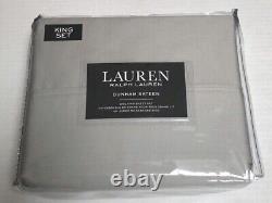 Ralph Lauren DUNHAM SATEEN KING Sheet Set DOVE GRAY 100% Cotton 300 TC NEW