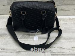 Ralph Lauren Debossed Leather Medium Kaden Satchel Bag Black New with Defects