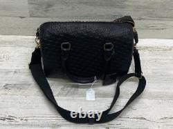 Ralph Lauren Debossed Leather Medium Kaden Satchel Bag Black New with Defects